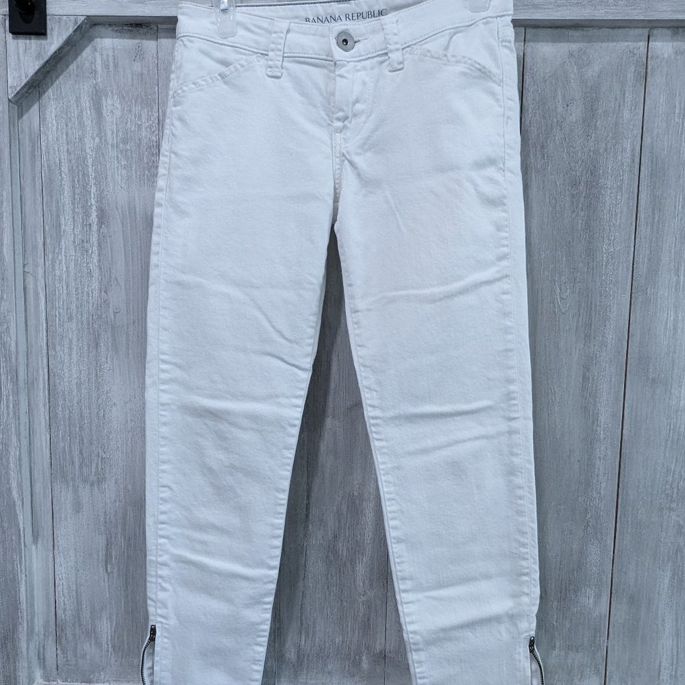Banana Republic White Ankle Zip Low Rise Jeans Size 24P